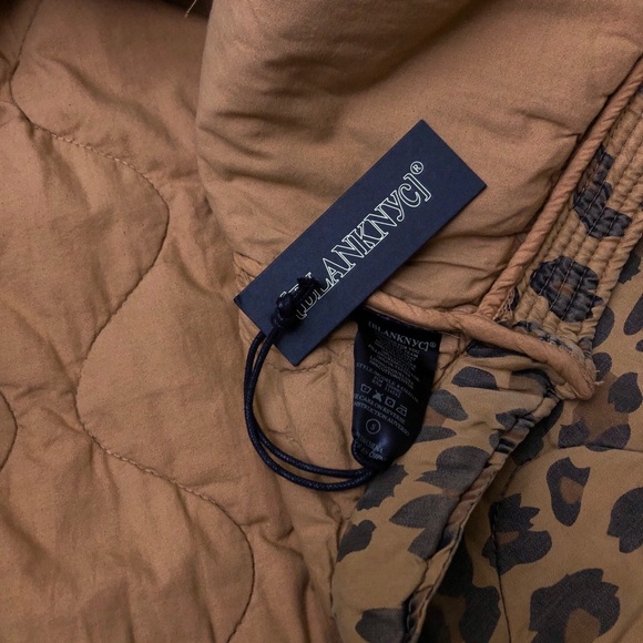 Blank NYC Tan Brown Black Spotted Leopard Quilted Button Up Bomber Jacket S - Picture 9 of 9